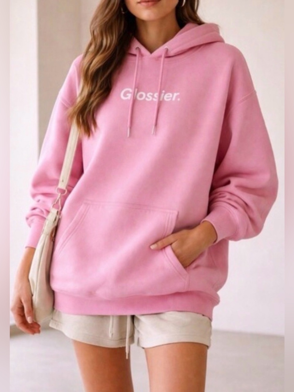 Glossier Original Limited Edition Pink Hoodie Sweatshirt